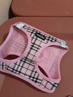Matilor Pink Plaid Pet Harness 15 Inches Around